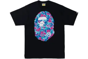 BAPE Black Marble Camo Tee with Big Ape Head design