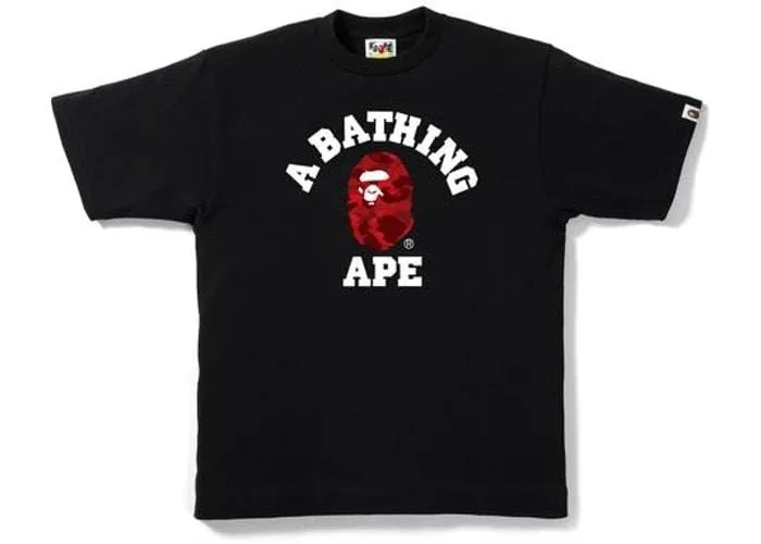 Bape Black/Red Camo College Tee