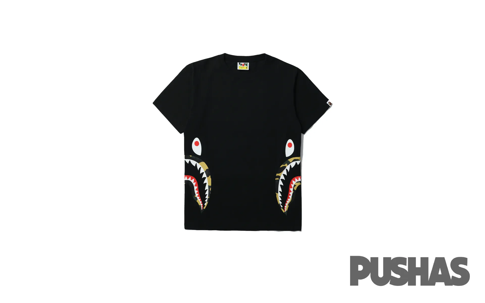 Bape Black/Yellow Side Shark T-Shirt in 1st Camo