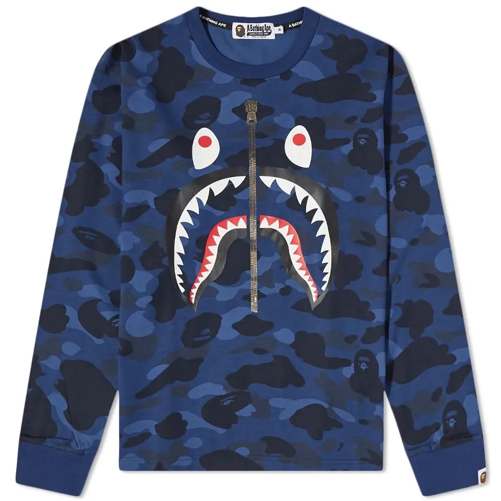 Bape Blue Long Sleeve Color Camo Shark.