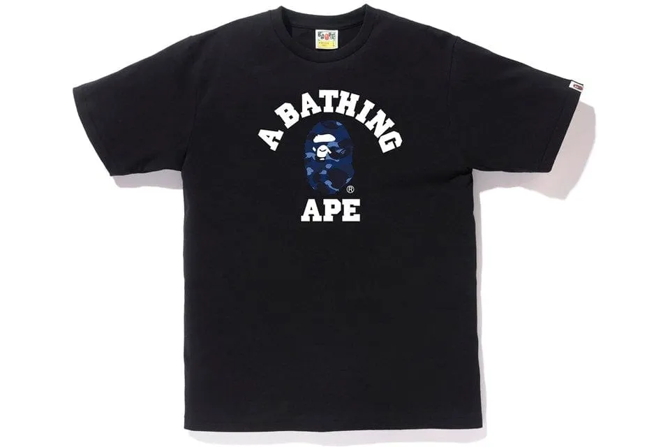 Bape Camo College Tee in Black and Navy