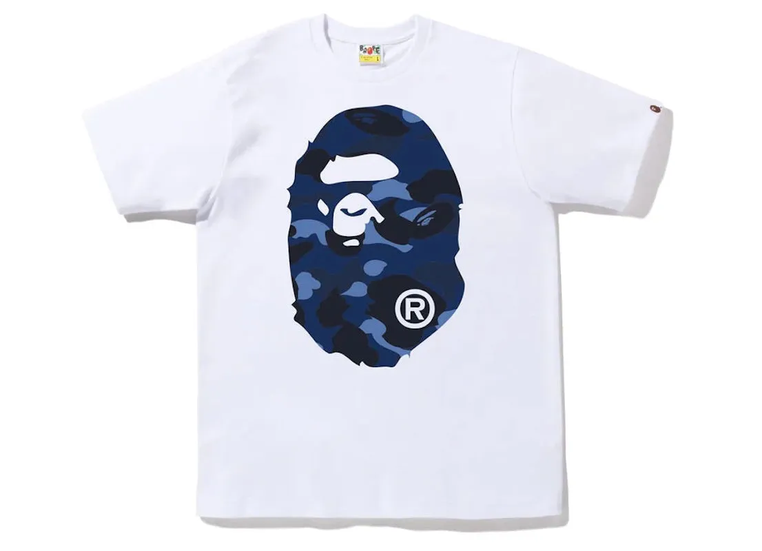 Bape Color Camo Big Ape Head Tee - White/Blue - Best Price