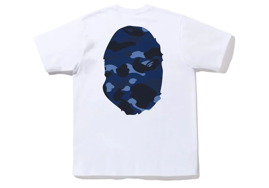 Bape Color Camo Big Ape Head Tee - White/Blue - Best Price