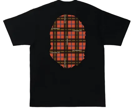 BAPE Logo Check Big Ape Head Tee Black/Red