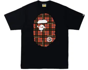 BAPE Logo Check Big Ape Head Tee Black/Red