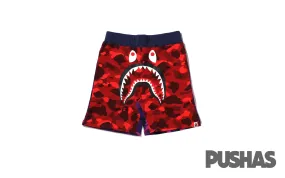 BAPE Red Crazy Camo Shark Sweat Shorts 2022