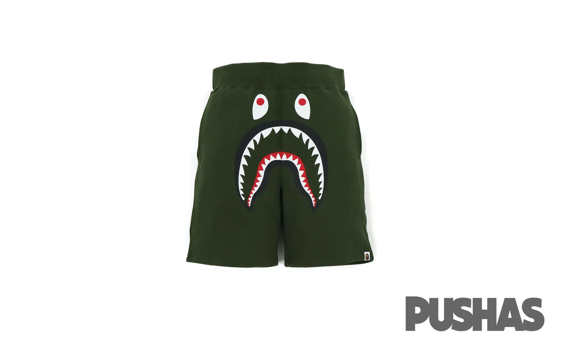 Bape Shark Sweat Shorts in Olive Drab, 2021