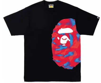 BAPE Stroke Camo Side Big Ape Head Tee Black/Red