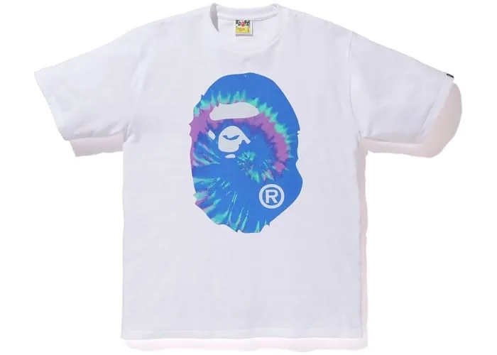 Bape tie-dye t-shirt with big head design