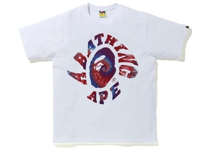 BAPE Tie Dye Twist College Tee - White/Red