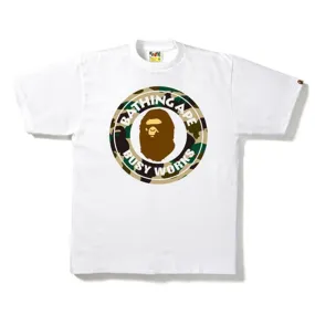 BAPE white and beige camo busy works tee