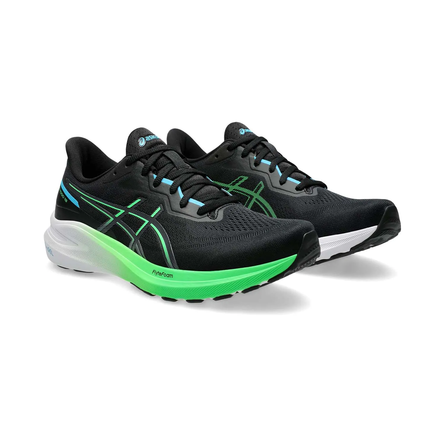 Black and Digital Aqua Asics GT 1000 13 running shoes