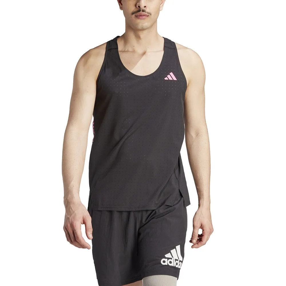 Black and fuchsia Adidas Adizero Singlet tank top.