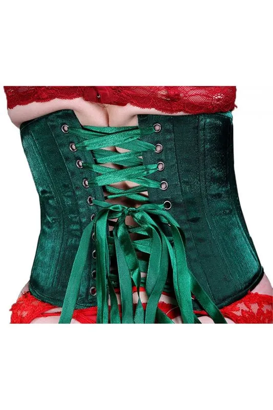 Black Iris Green Shimmer Waist Cincher Under Bust Corset