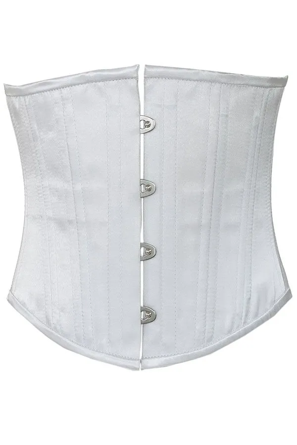 Black Iris White Satin Waist Cincher Under Bust Corset