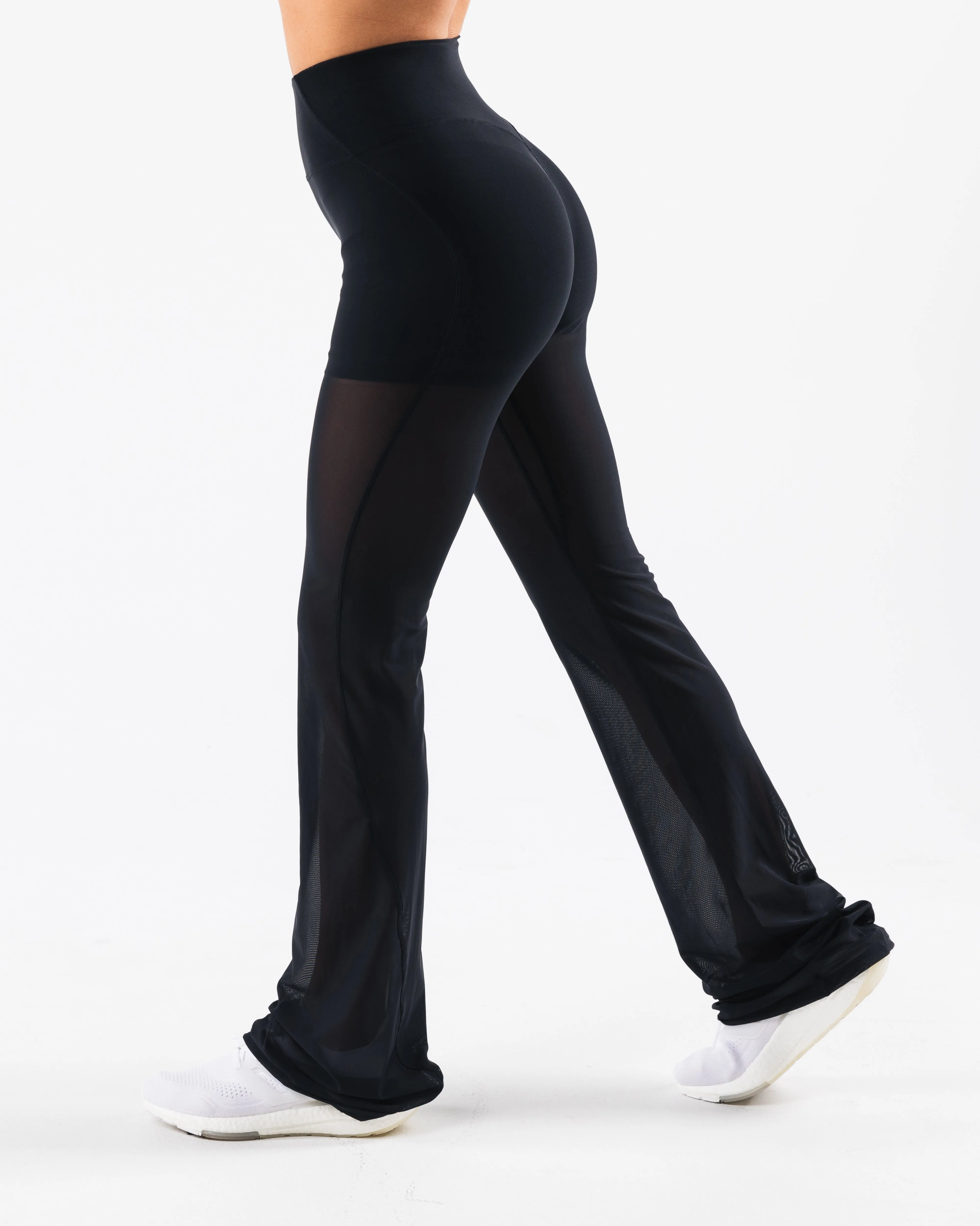 Black Mesh Astor Flared Pant