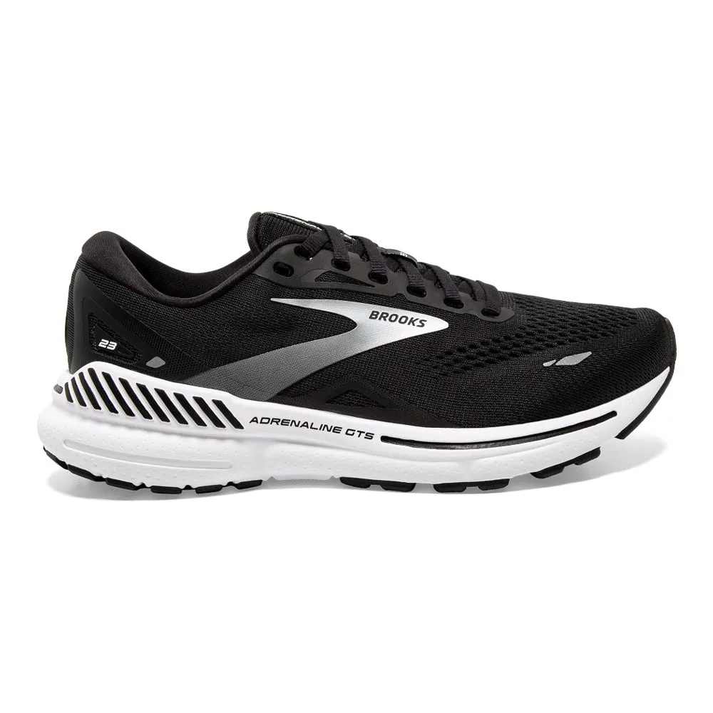 Brooks Adrenaline GTS 23 Women's Running Shoe - Black/White/Silver, Size 7.5 Wide (D)