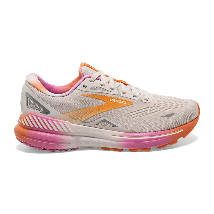 Brooks Adrenaline GTS 23 Women's Running Shoes - White Sand/Sunset/Fuchsia, Size 8 B Medium