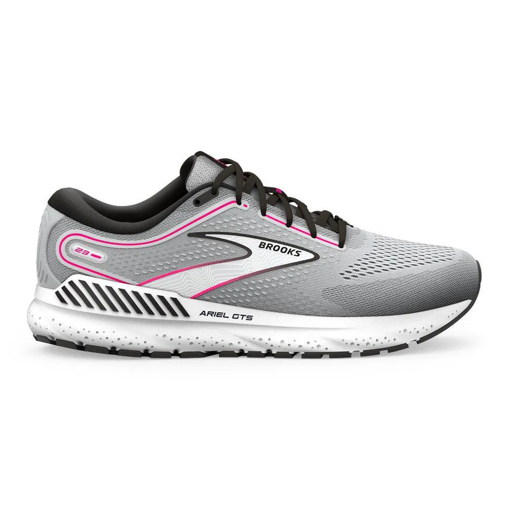 Brooks Ariel GTS 23 Women's Running Shoes, Grey/Black/Pink, Size 7 Medium