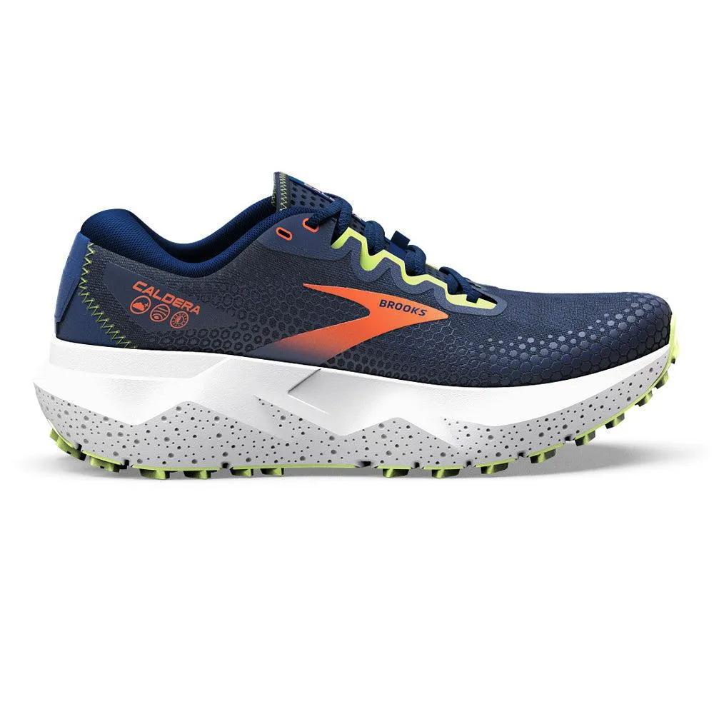 Brooks Caldera 6 Men's Running Shoes, Navy/Firecracker/Sharp Green, Size 7 Medium