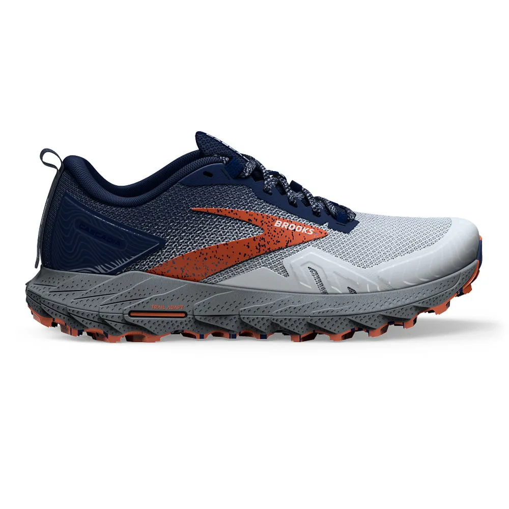 Brooks Cascadia 17 Men's Wide Running Shoes, Blue/Navy/Firecracker, Size 7 2E