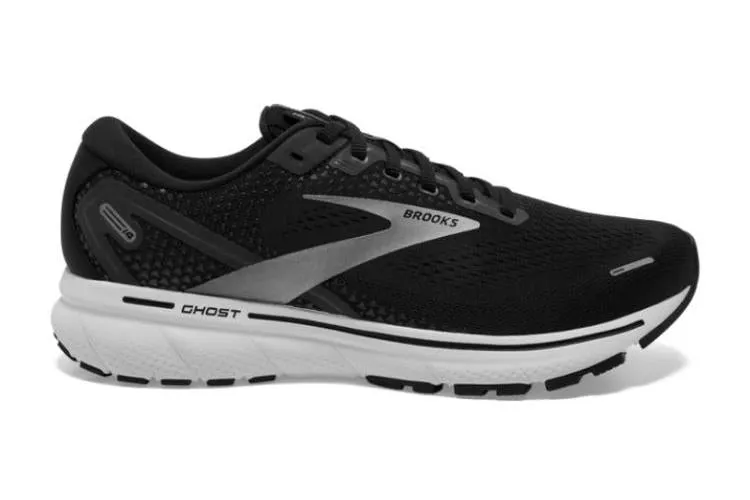 Brooks Ghost 14 Men's Shoes, Black/White/Silver, Size 9 2E Wide