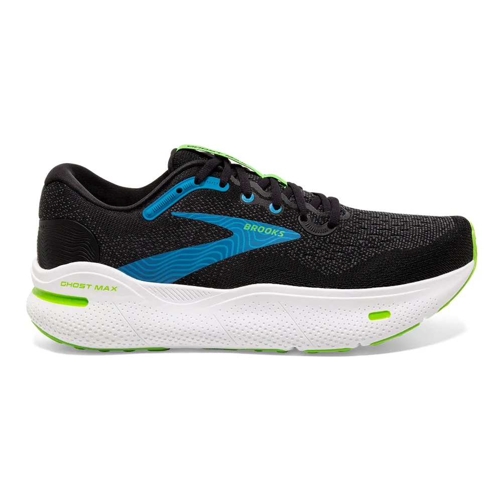 Brooks Ghost Max Black Atomic Blue Jasmine 8.5 D Medium Men's