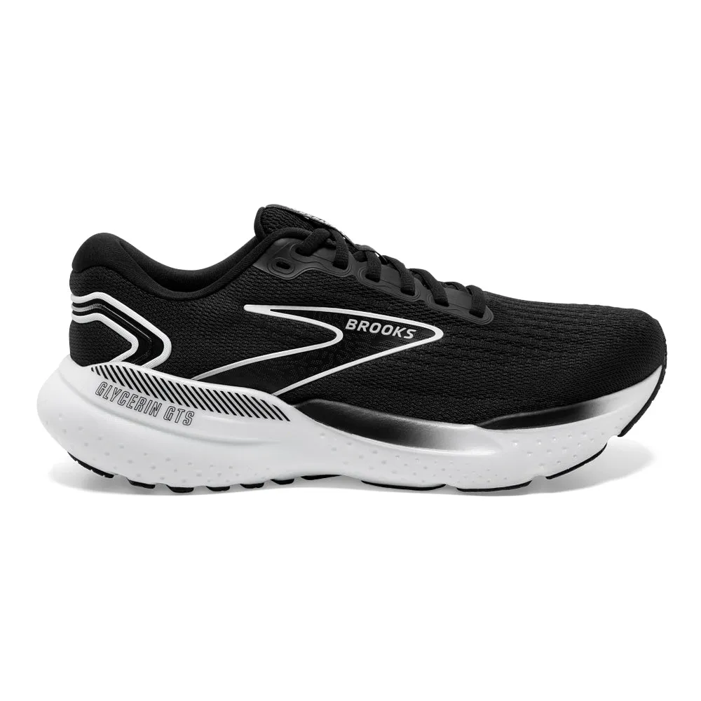 Brooks Glycerin GTS 21 Men's Running Shoe, Black/Grey/White, Size 9 2E Wide