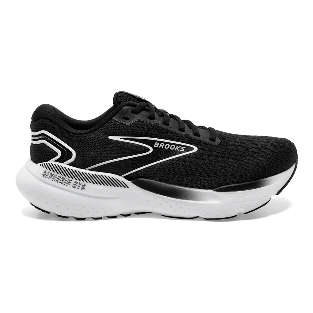 Brooks Glycerin GTS 21 Women's Running Shoes, Black/Grey/White, Size 10.5 B Medium.