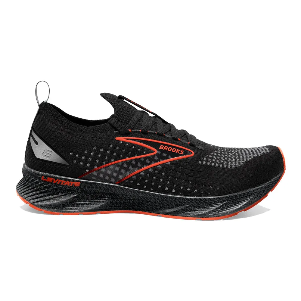 Brooks Levitate StealthFit 6 Black/Spicy Orange 7.5 D Medium-Men's Shoes