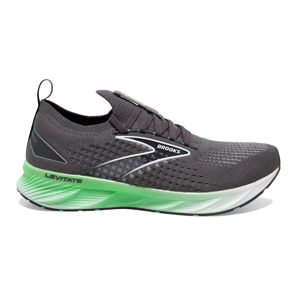 Brooks Levitate StealthFit 6 Men's Running Shoes - Blackened Pearl/Green/White, 10.5 D Medium