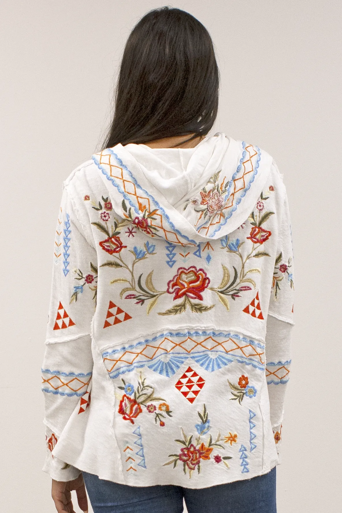 Caite Sia hoodie, open-front embroidered