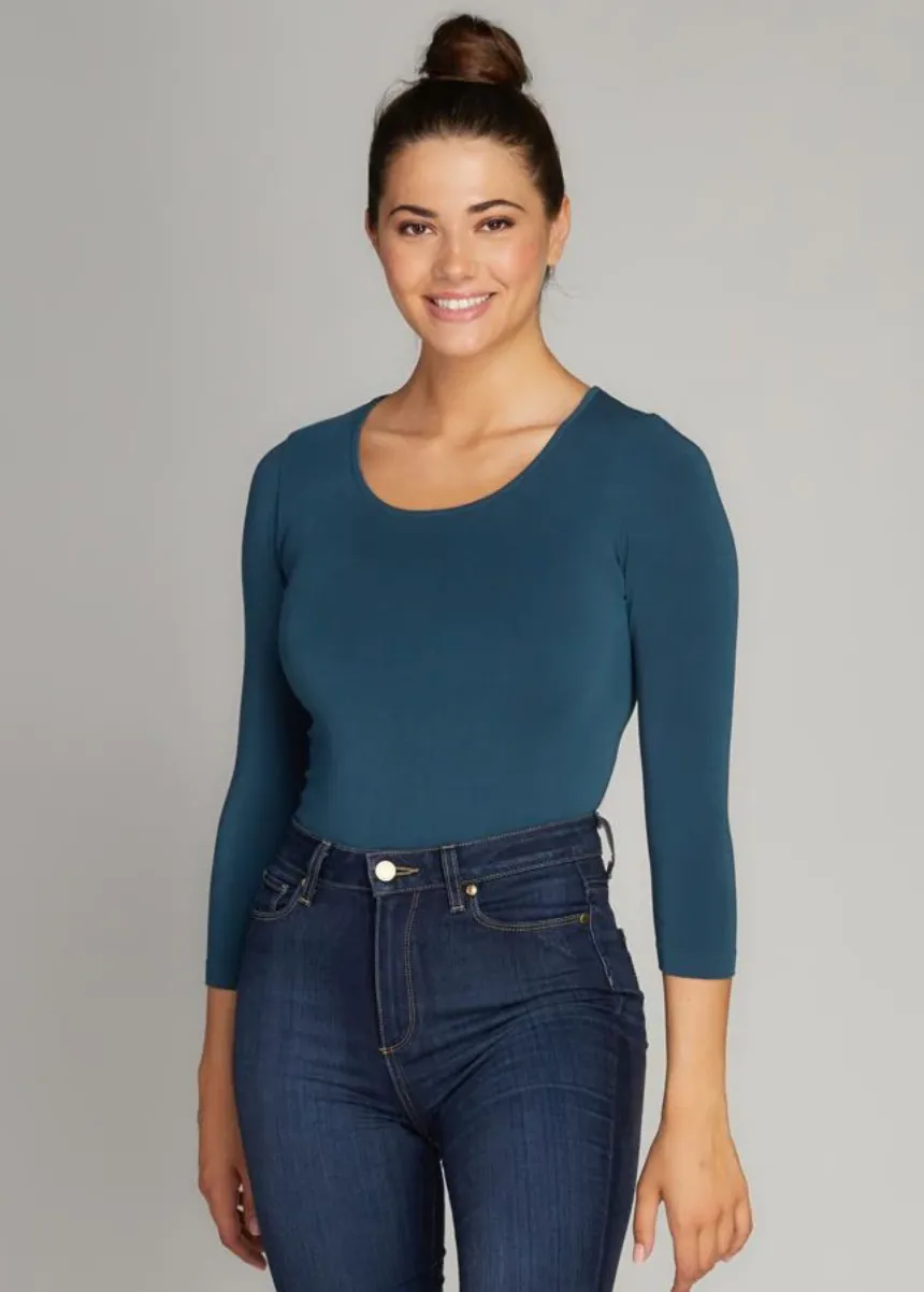 C'est Moi bodysuit, bamboo 3/4-sleeve scoop (2 colors)