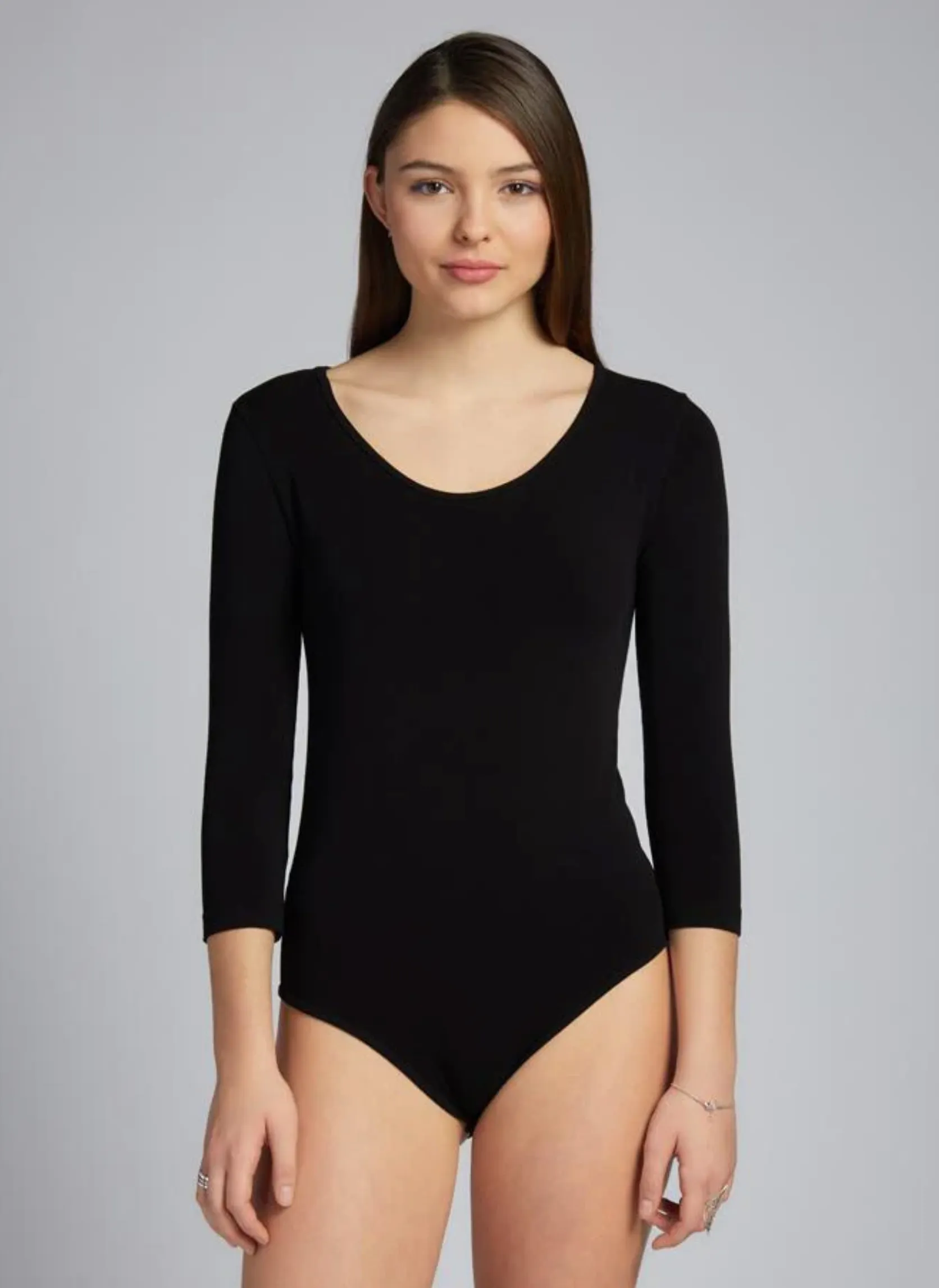 C'est Moi bodysuit, bamboo 3/4-sleeve scoop (2 colors)