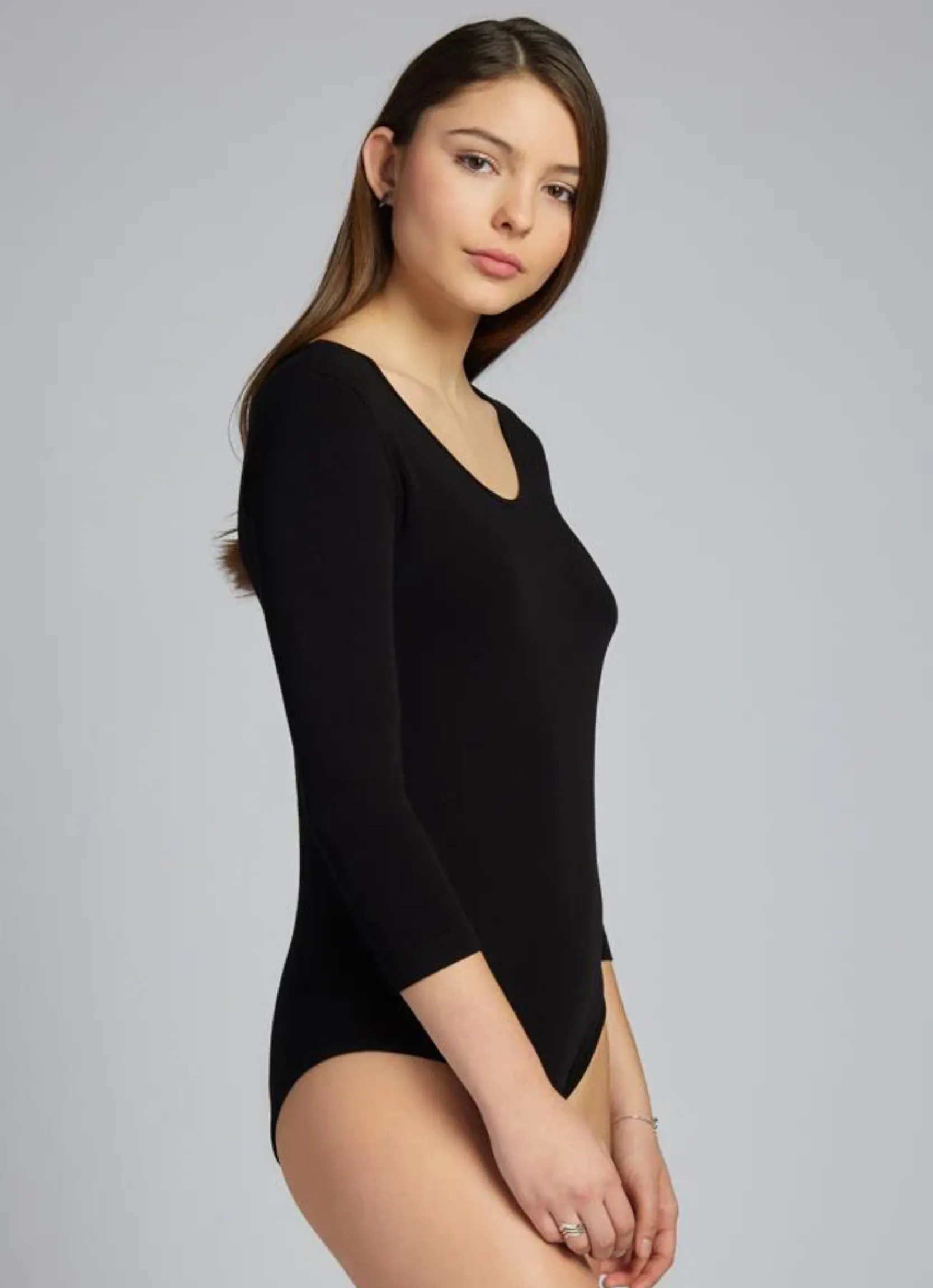 C'est Moi bodysuit, bamboo 3/4-sleeve scoop (2 colors)