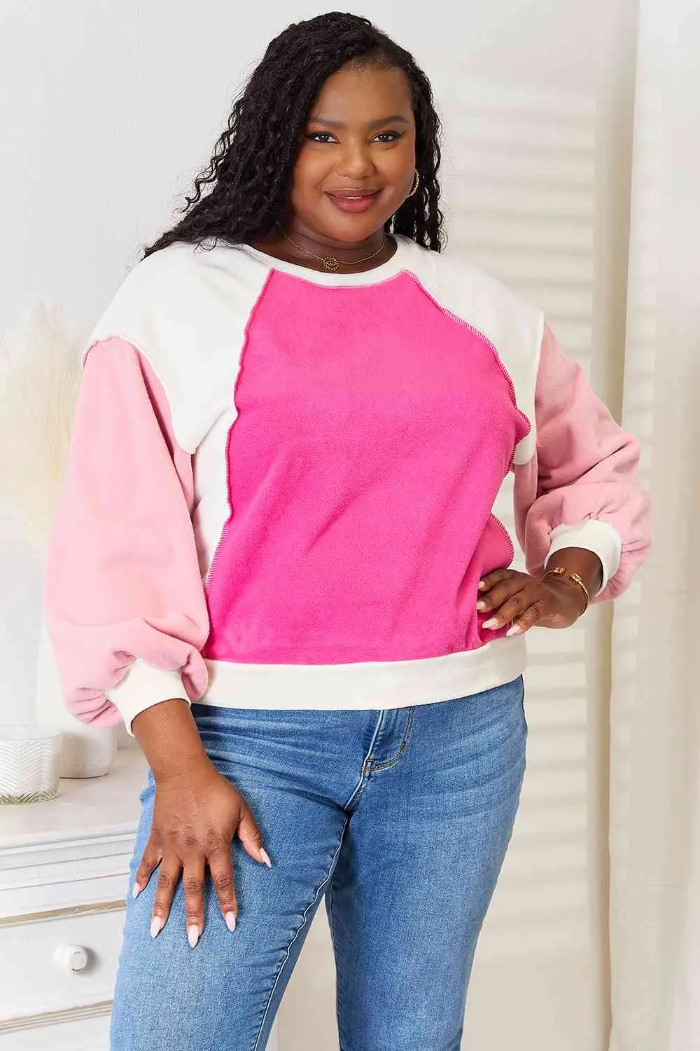 Color Block Dropped Shoulder Sweatshirt - Shop Now!