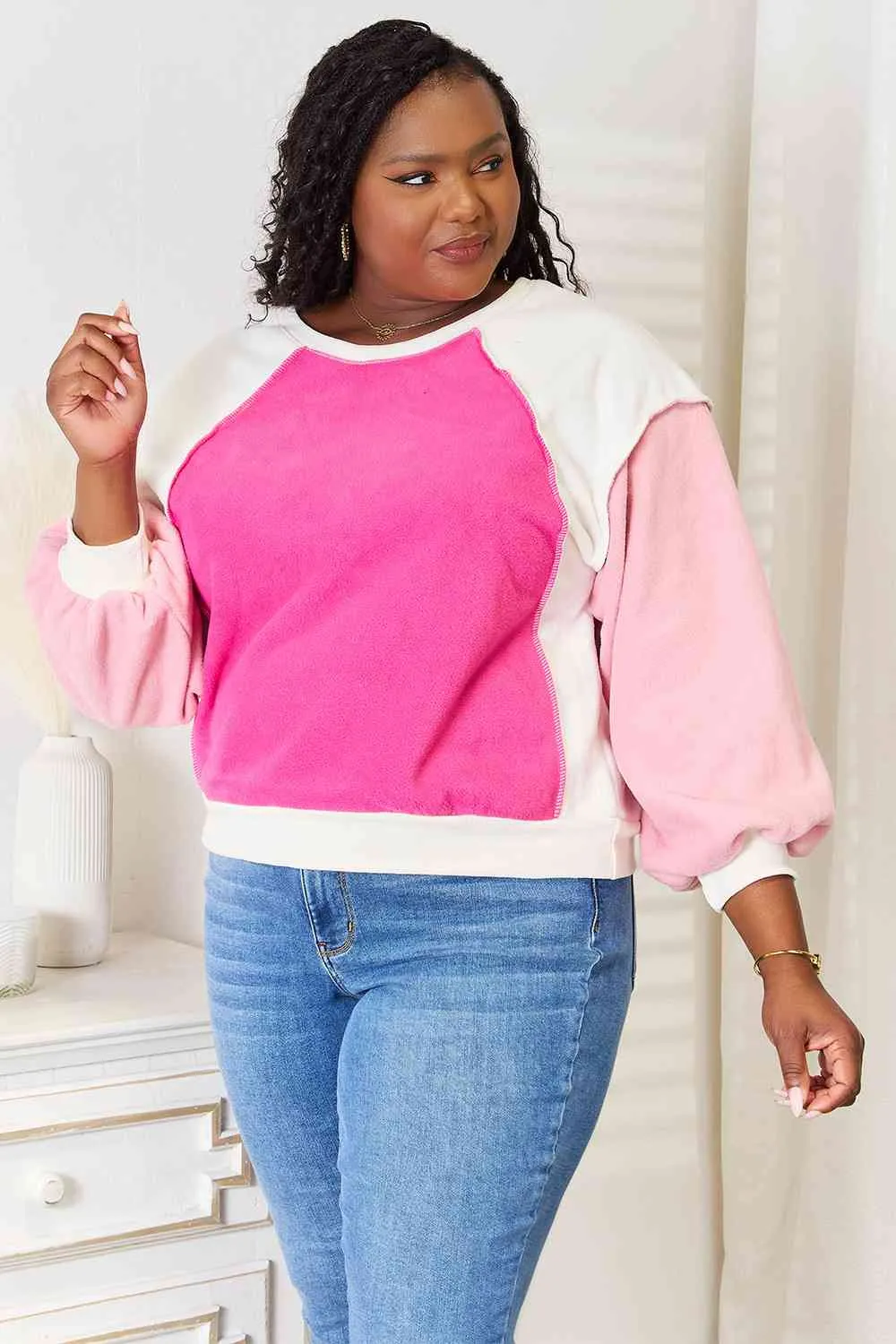 Color Block Dropped Shoulder Sweatshirt - Shop Now!