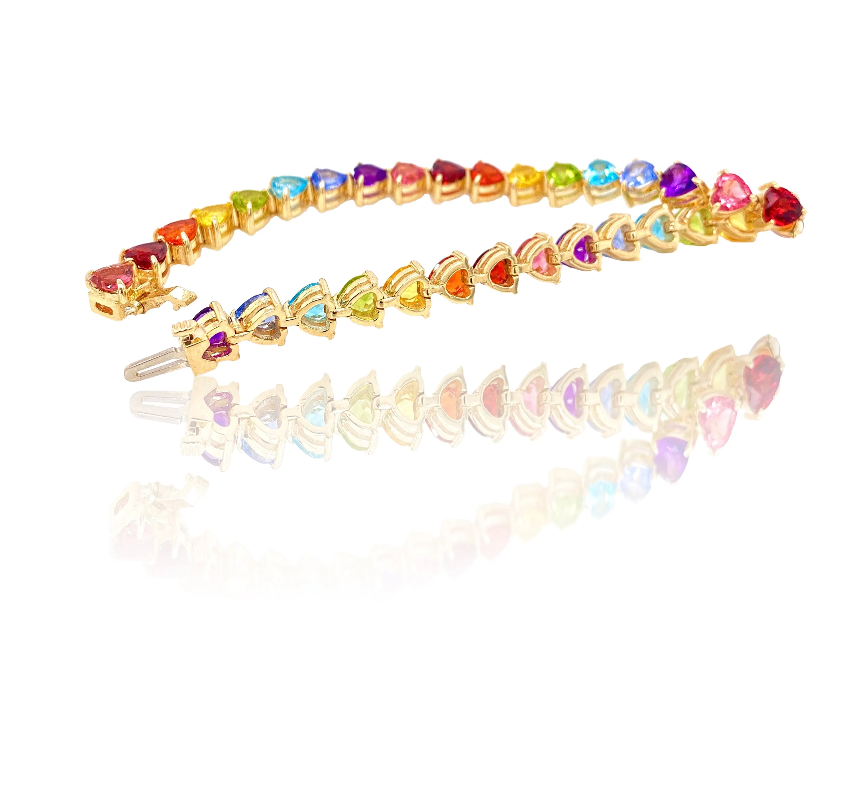 Colorful heart tennis bracelet