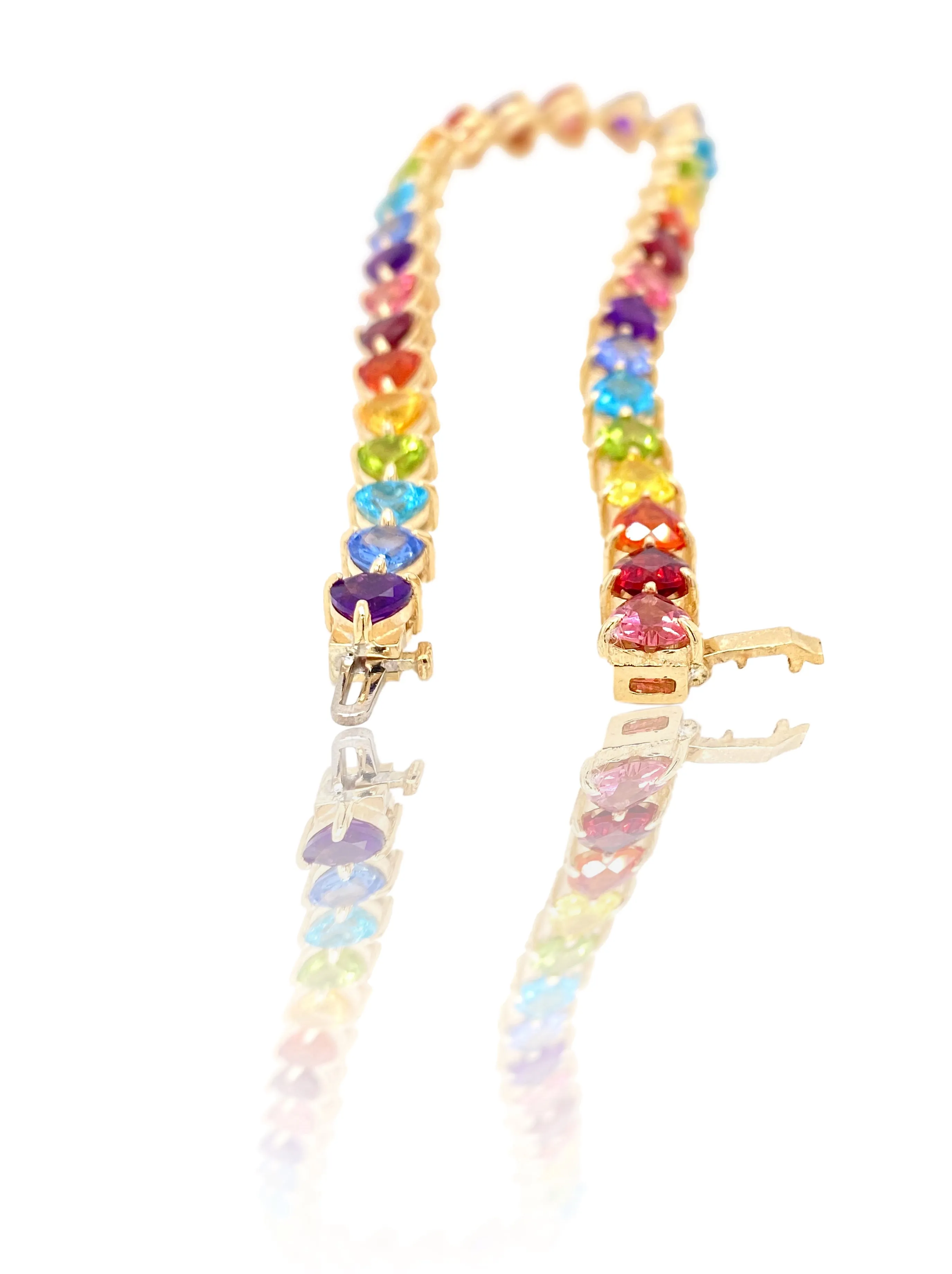 Colorful heart tennis bracelet