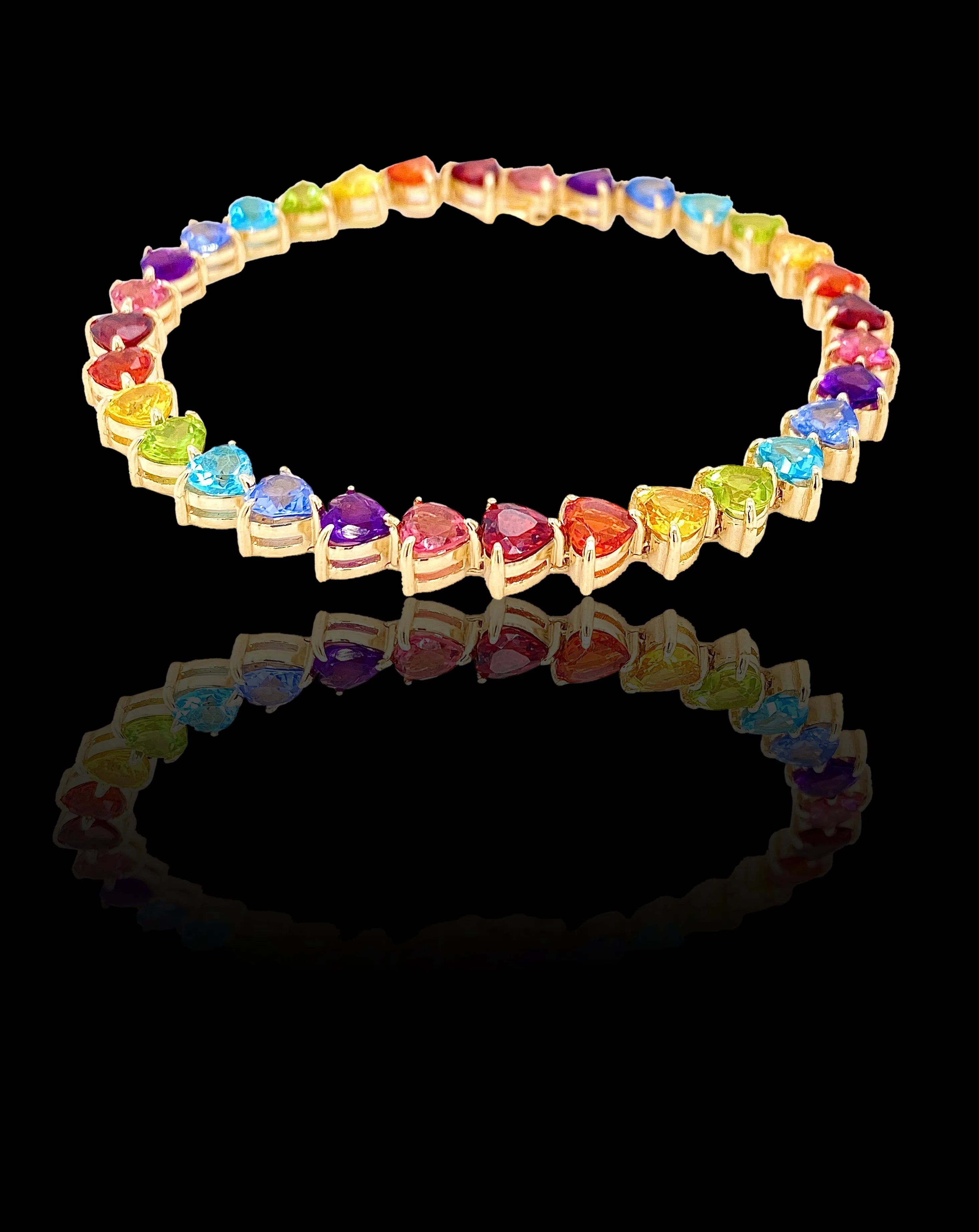 Colorful heart tennis bracelet