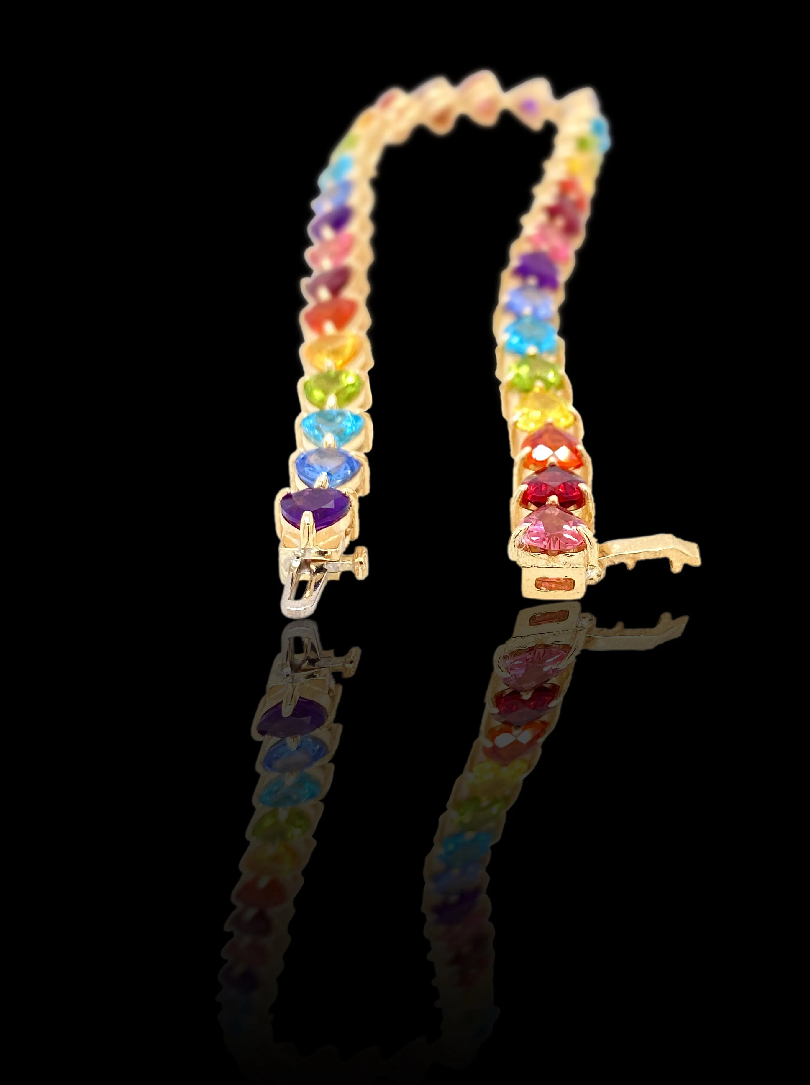 Colorful heart tennis bracelet