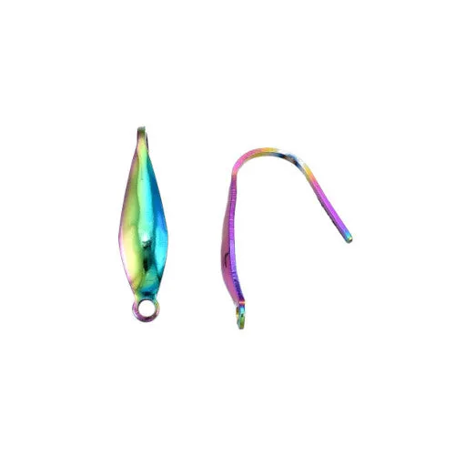 Earring Hooks, 316 Surgical Stainless Steel, Ear Wires, With Vertical Loop, Electroplated, Rainbow, 19-21mm