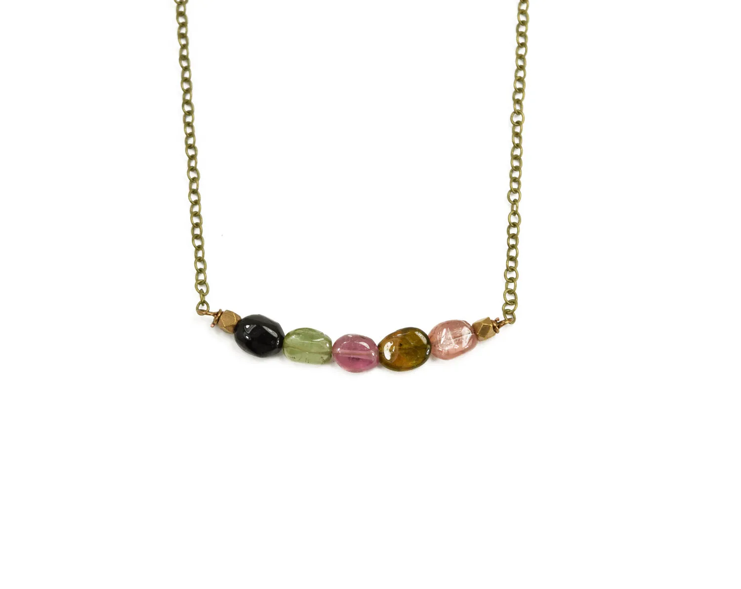 Edgy Petal - Necklace - Mellow Rainbow - Watermelon Tourmaline