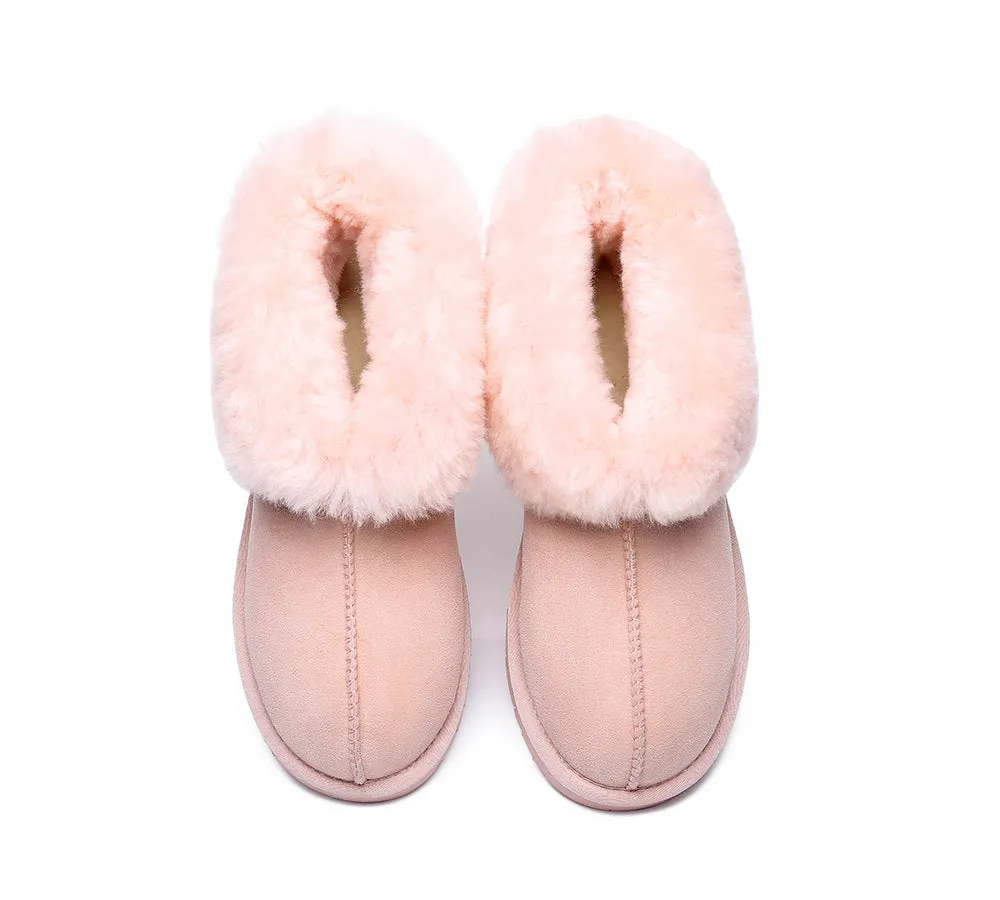 EVERAU sheepskin slipper - ankle height - mallow color