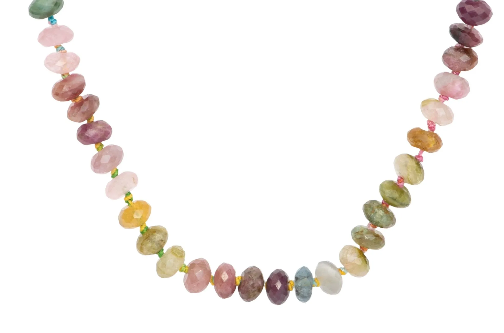 Faceted Rondelle Rainbow Tourmaline Necklace with 14K Gold Clasp R4206