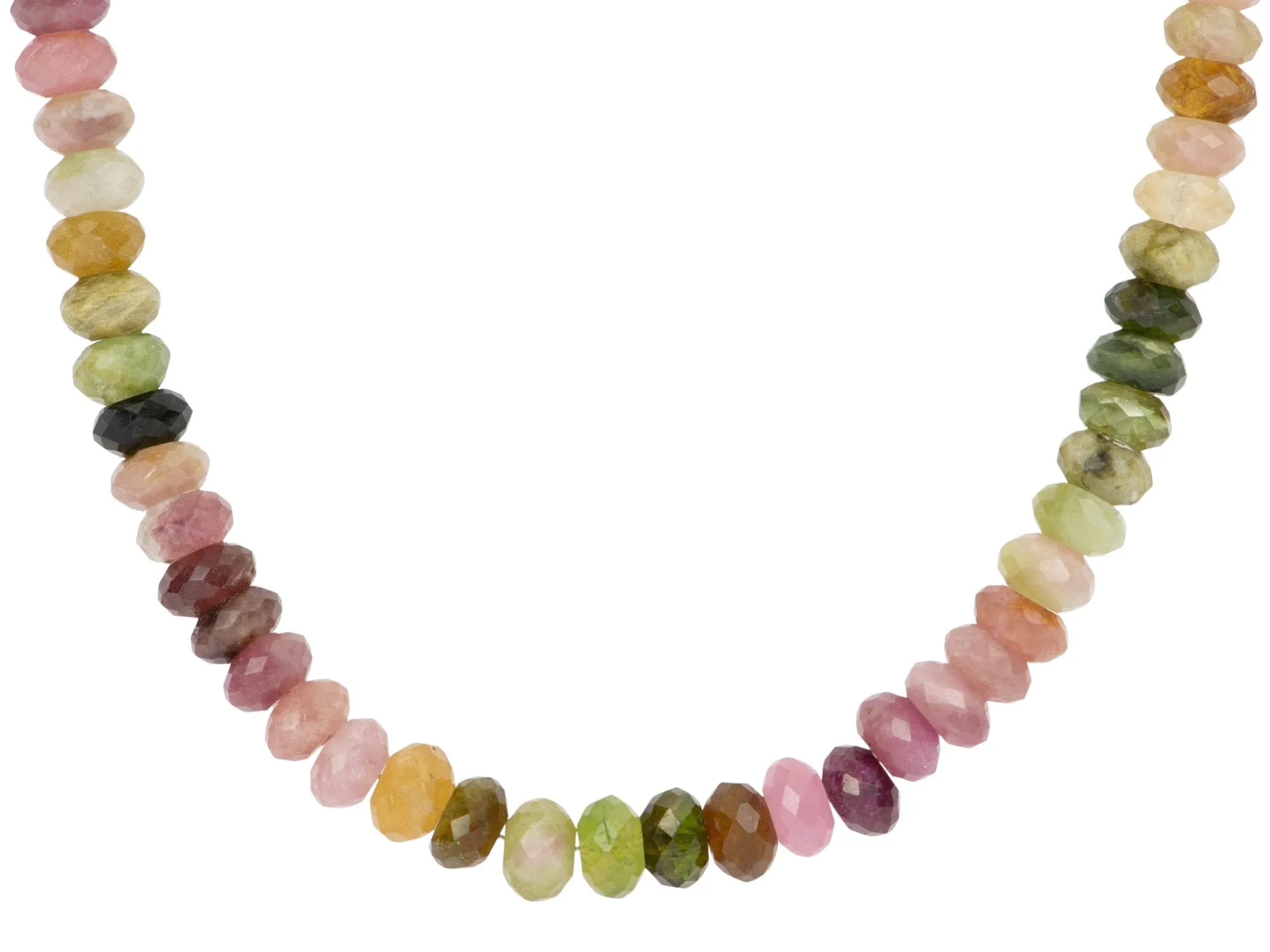 Faceted Rondelle Rainbow Tourmaline Necklace with 14K Gold Clasp R4206