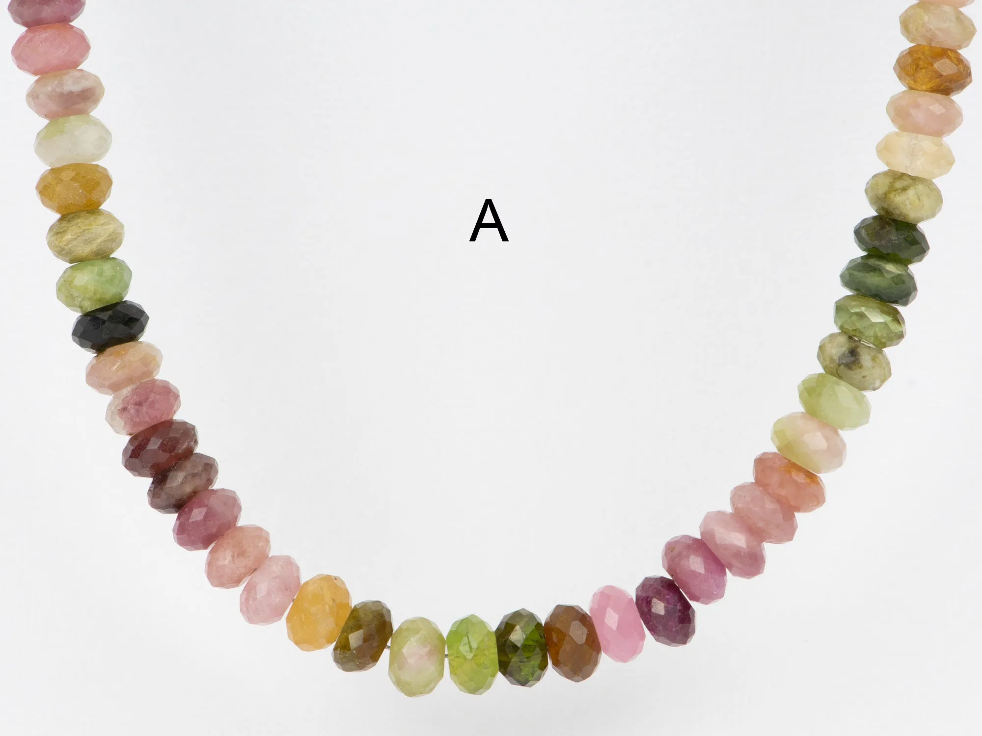 Faceted Rondelle Rainbow Tourmaline Necklace with 14K Gold Clasp R4206