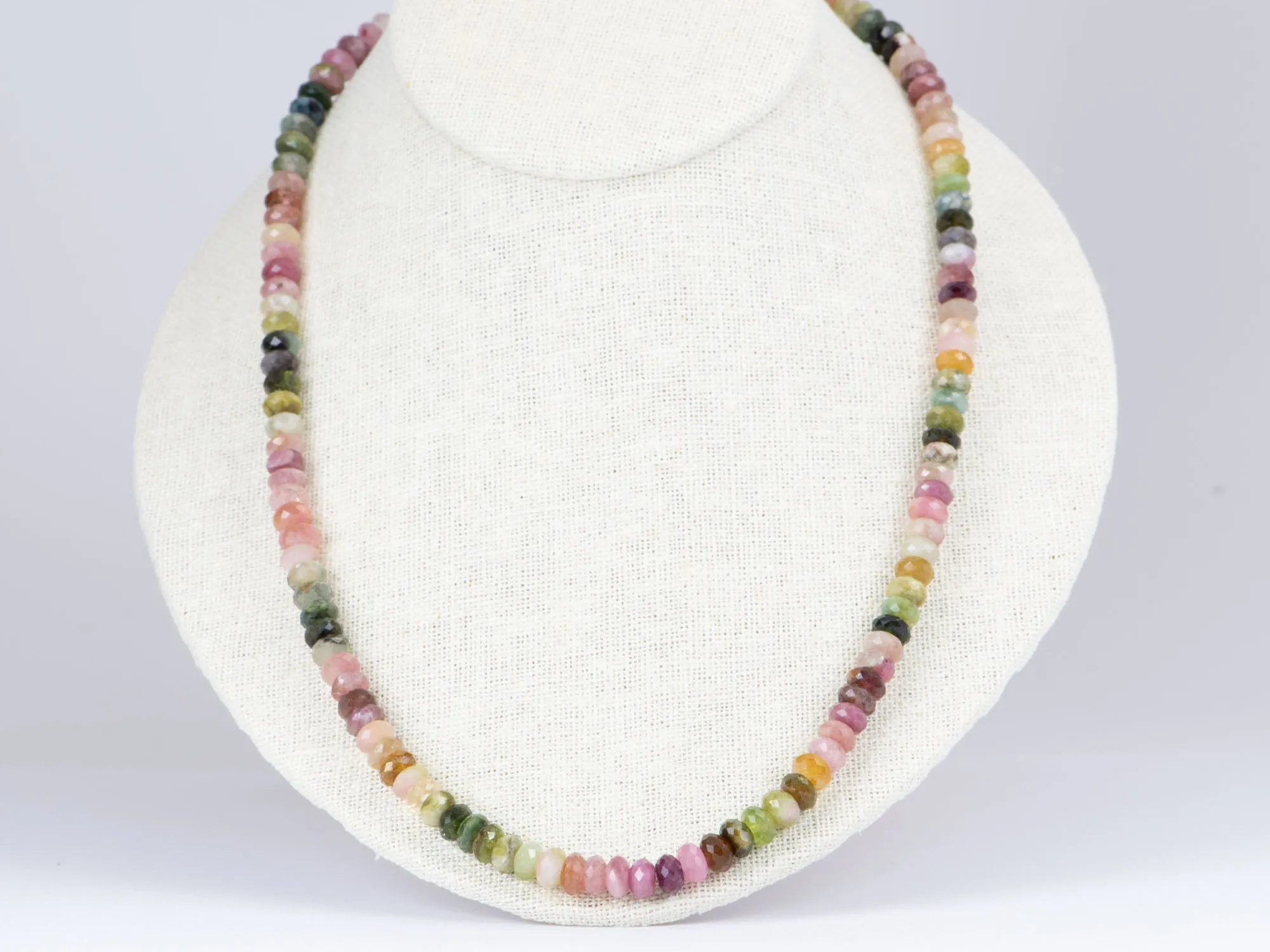 Faceted Rondelle Rainbow Tourmaline Necklace with 14K Gold Clasp R4206