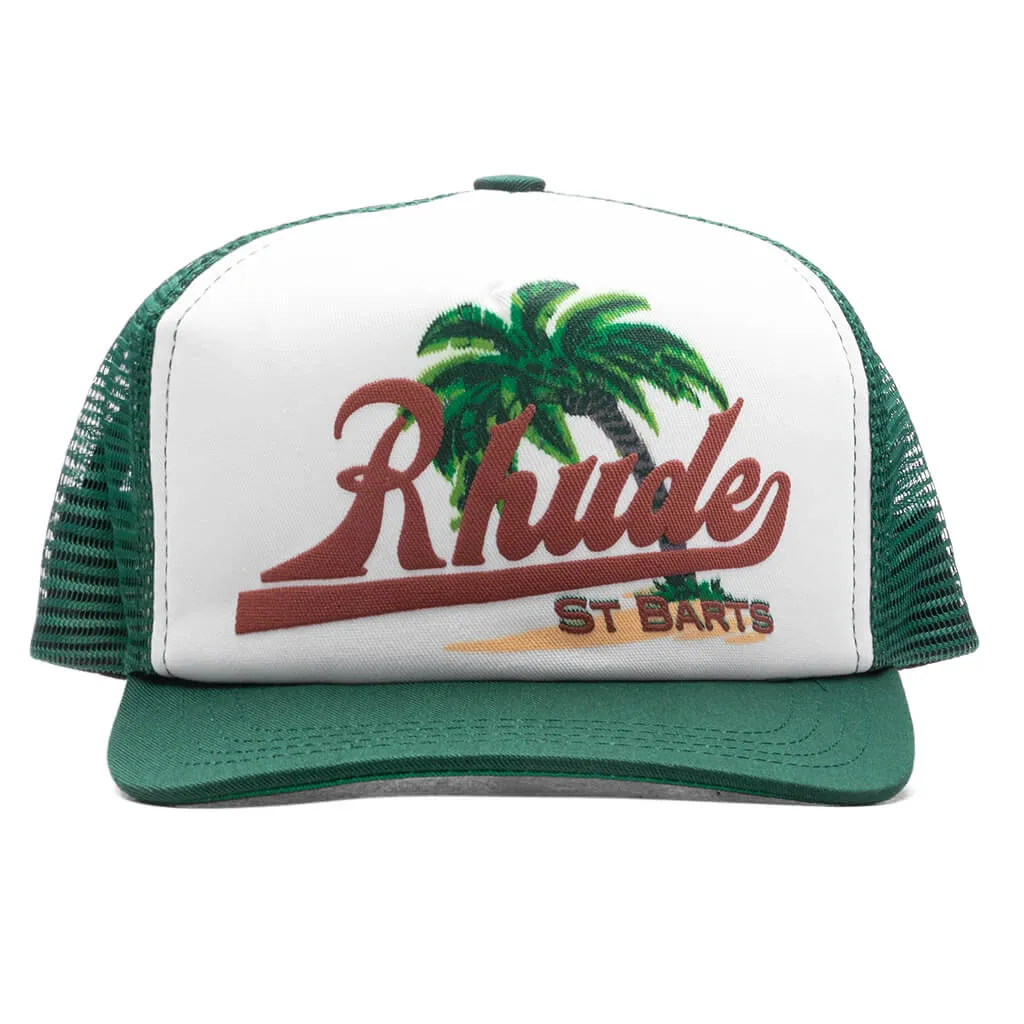 Green and White Palms Hat