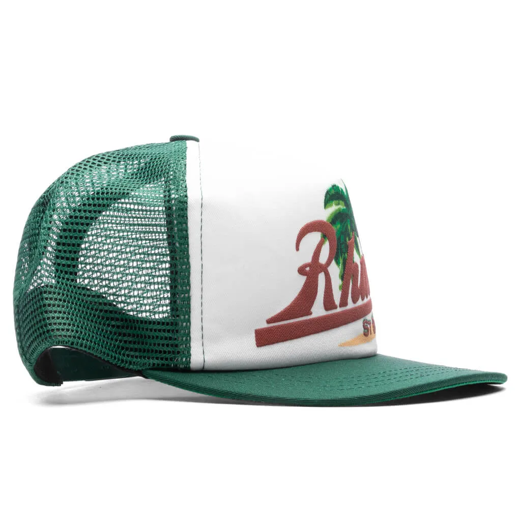 Green and White Palms Hat